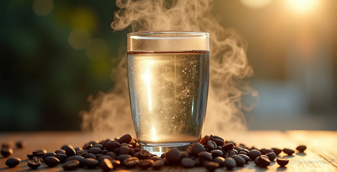 Illustration conceptuelle de la pureté de l'eau et ses effets sur les arômes du café