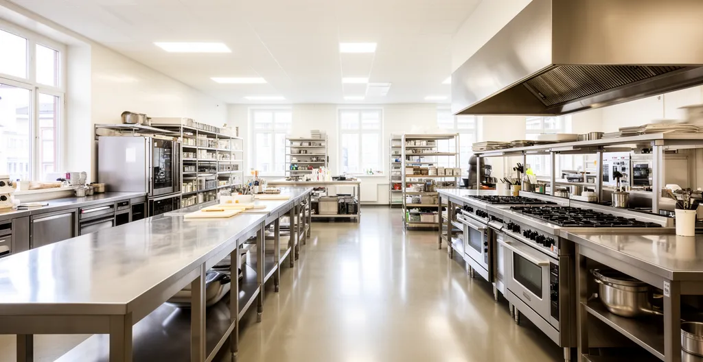 Agencement cuisine professionnelle montrant séparation zones travail marche en avant